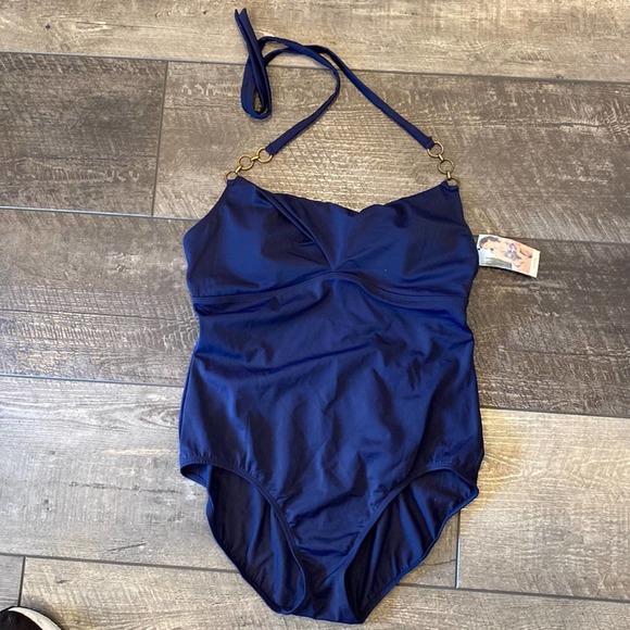 NWT Merona Navy One Piece Swim Suit XL - Picture 1 of 9